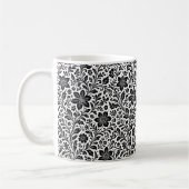Elegant Monochrome Floral Batik Mug Coffee Cup Koffiemok (Links)