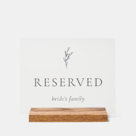 Elegant Monochrome Gray Reserved Bride's Family Acryl Bord