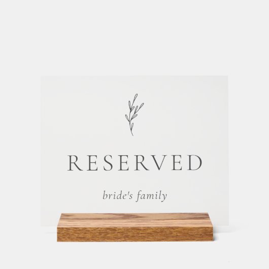 Elegant Monochrome Gray Reserved Bride's Family Acryl Bord (Voorkant)