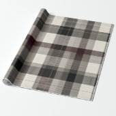 Elegant Monochrome Plaid Holiday Cadeaupapier (Uitgerold)