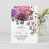 Elegant Monochrome Waterverf Floral Wedding Kaart (Staand voorkant)