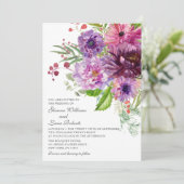 Elegant Monochrome Waterverf Floral Wedding Kaart (Staand voorkant)