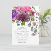 Elegant Monochrome Waterverf Floral Wedding Kaart (Staand voorkant)