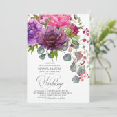 Elegant Monochrome Waterverf Floral Wedding Kaart (Staand voorkant)