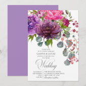 Elegant Monochrome Waterverf Floral Wedding Kaart (Voorkant / Achterkant)