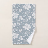 Elegant monochroom bloemenpatroon blauw grijs bad handdoek (Handdoek)