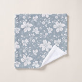 Elegant monochroom bloemenpatroon blauw grijs bad handdoek (Wasdoekje)