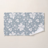 Elegant monochroom bloemenpatroon blauw grijs bad handdoek (Handdoek)