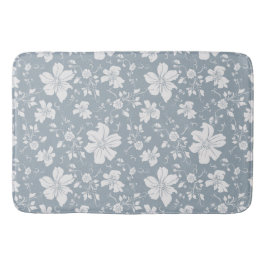 Elegant monochroom bloemenpatroon blauw grijs badmat