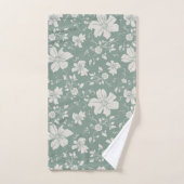 Elegant monochroom bloemenpatroon groen bad handdoek (Handdoek)