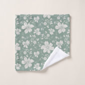 Elegant monochroom bloemenpatroon groen bad handdoek (Wasdoekje)