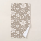 Elegant monochroom bloemenpatroon taupe bad handdoek (Handdoek)