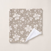 Elegant monochroom bloemenpatroon taupe bad handdoek (Wasdoekje)