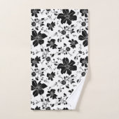 Elegant monochroom bloemenpatroon wit zwart bad handdoek (Handdoek)