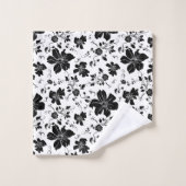 Elegant monochroom bloemenpatroon wit zwart bad handdoek (Wasdoekje)