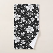 Elegant monochroom bloemenpatroon zwart wit bad handdoek (Handdoek)