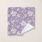 Elegant monochroom bloemmotief lila bad handdoek (Wasdoekje)