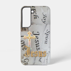 Elegant monochroom christelijk pastel kruis Jezus Samsung Galaxy Hoesje