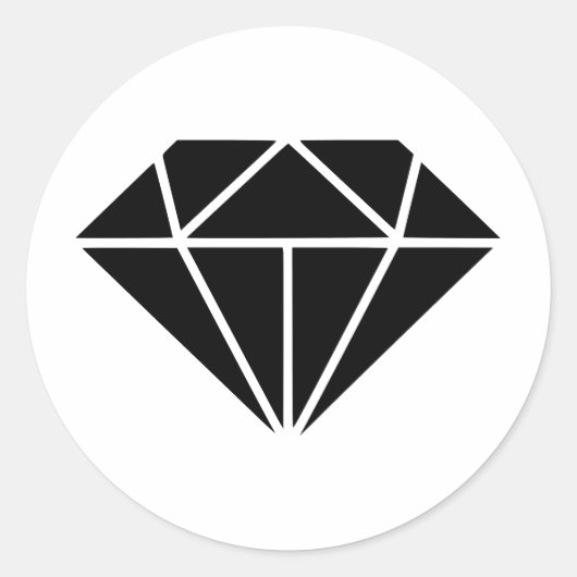 Elegant monochroom diamantontwerp ronde sticker (Voorkant)
