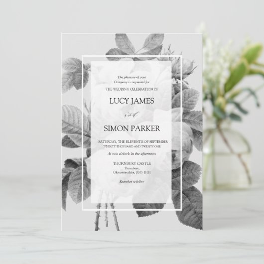 Elegant monochroom Franse  Rozen Kaart (Staand voorkant)