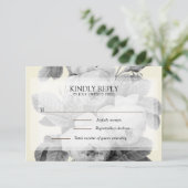 Elegant monochroom  Franse rozen RSVP Kaartje (Staand voorkant)