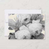 Elegant monochroom  Franse rozen RSVP Kaartje (Achterkant)