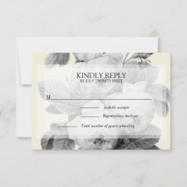 Elegant monochroom Franse rozen RSVP Kaartje