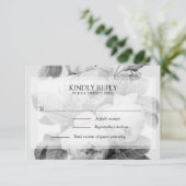 Elegant monochroom  Franse rozen RSVP Kaartje (Staand voorkant)