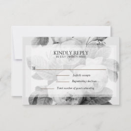 Elegant monochroom Franse rozen RSVP Kaartje