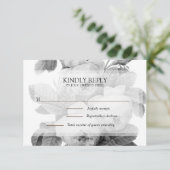 Elegant monochroom Franse rozen RSVP Kaartje (Staand voorkant)