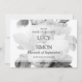 Elegant monochroom  Franse rozen Save The Date (Voorkant)