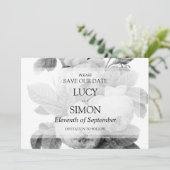 Elegant monochroom  Franse rozen Save The Date (Staand voorkant)