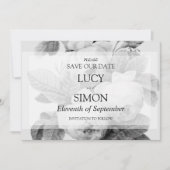 Elegant monochroom Franse rozen Save The Date (Voorkant)