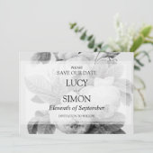 Elegant monochroom  Franse rozen Save The Date (Staand voorkant)