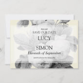Elegant monochroom  Franse rozen Save The Date (Voorkant)