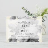 Elegant monochroom  Franse rozen Save The Date (Staand voorkant)