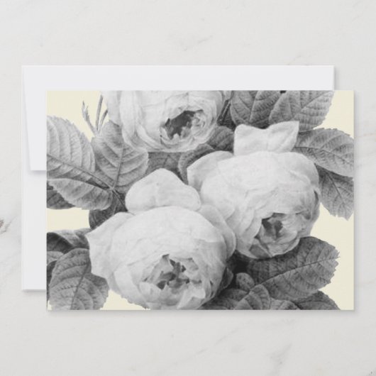 Elegant monochroom  Franse rozen Save The Date (Achterkant)