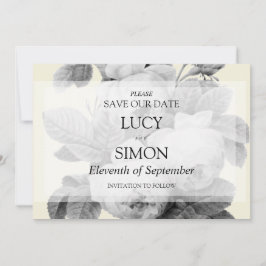 Elegant monochroom  Franse rozen Save The Date