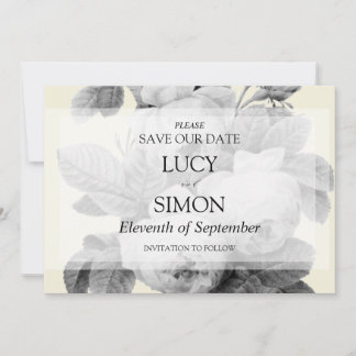 Elegant monochroom Franse rozen Save The Date