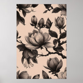 Elegant  monochroom Magnolia Poster