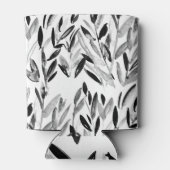 Elegant monochroom: natuurlijk bladeren patroon blikjeskoeler (Achterkant)