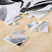 Elegant monochroom: natuurlijk bladeren patroon legpuzzel (Zijkant)