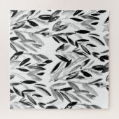 Elegant monochroom: natuurlijk bladeren patroon legpuzzel (Horizontaal)