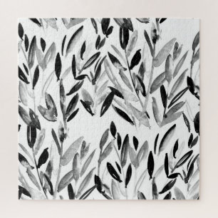 Elegant monochroom: natuurlijk bladeren patroon legpuzzel
