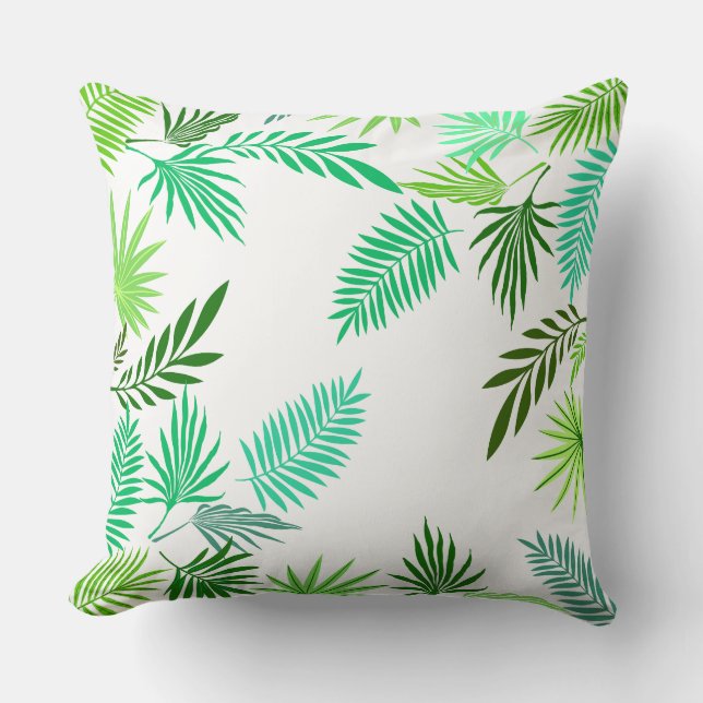 Elegant monochroom tropisch blad patroon kussen (Voorkant)