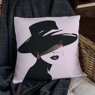 Elegant monochroom vrouw silhouet kussen