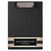 Elegant Monogam Striped Black and FAUX Gold Foil Klembord (Voorkant)