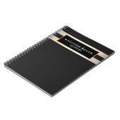 Elegant Monogam Striped Black and FAUX Gold Foil Notitieboek (Linkerzijde)