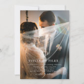 Elegant Monogram 2 Foto minimalistisch huwelijk Kaart (Voorkant)