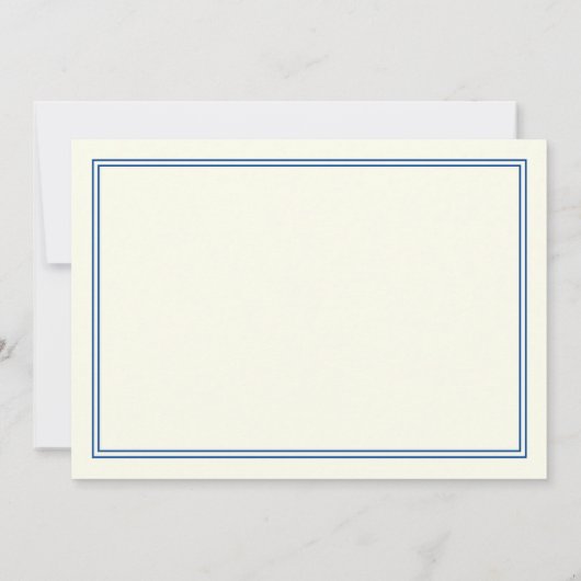 Elegant Monogram 2 grens marineblauw ivoor Notitiekaartje (Achterkant)
